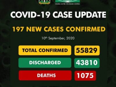 Nigeria reports 197 new COVID-19 cases as recoveries push toward 44,000