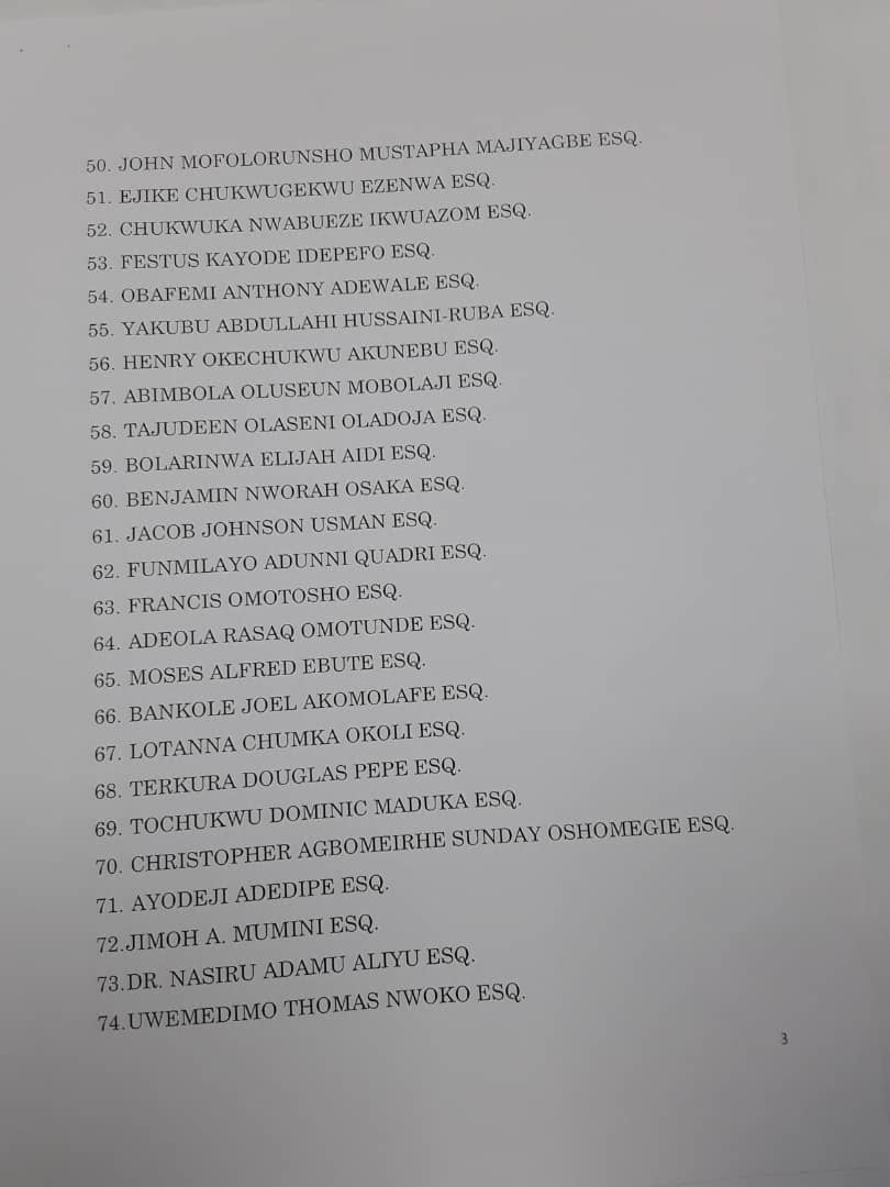 Prof. Owasonoye, Ojukwu, Akaraiwe, Obegolu, Idahosa, Awosika, Olajunju, Osigwe, Yahaya, others shortlisted for SAN rank