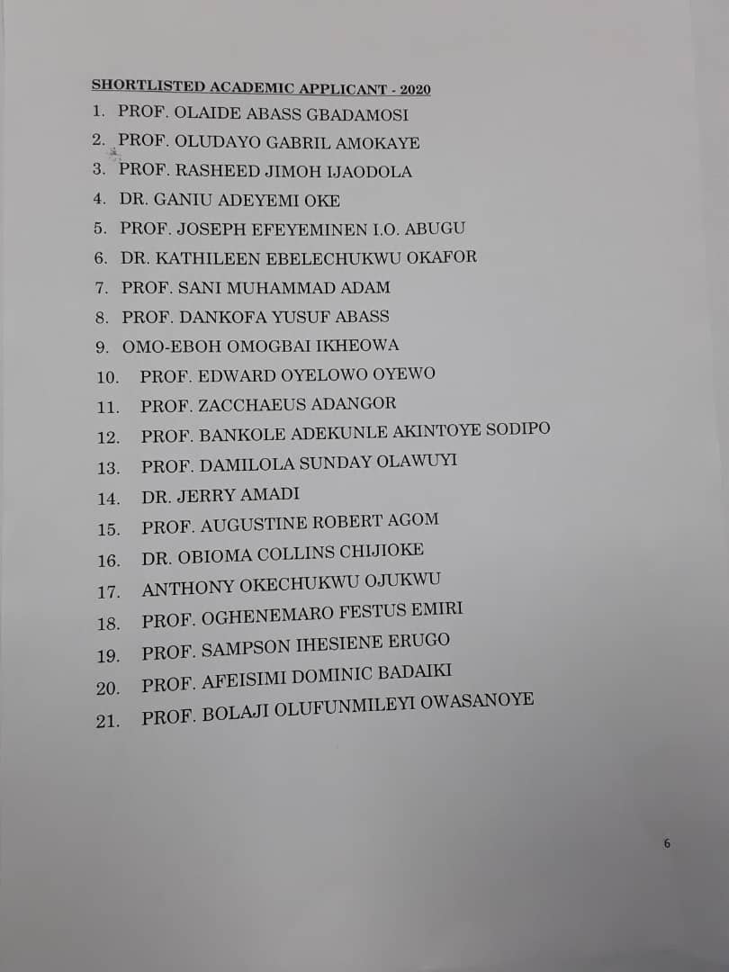 Prof. Owasonoye, Ojukwu, Akaraiwe, Obegolu, Idahosa, Awosika, Olajunju, Osigwe, Yahaya, others shortlisted for SAN rank