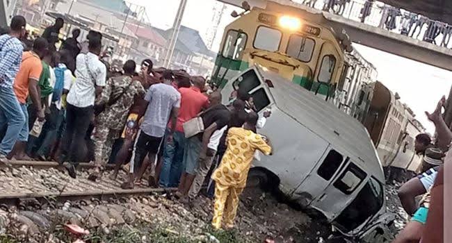 UPDATED: One killed as vehicles collide with train in Oshodi