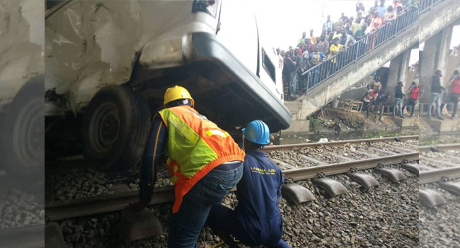 UPDATED: One killed as vehicles collide with train in Oshodi