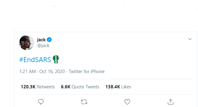 Twitter marks #EndSARS movement with special emoji