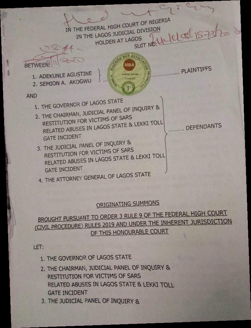 #EndSARS: Lagos Govt, Judicial Panel dragged to court over probe of Lekki shooting