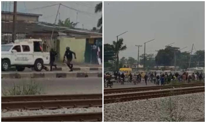BREAKING: Okada riders chase Lagos Task Force officers