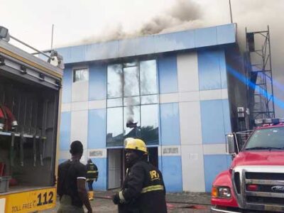 Fire guts building in Ikeja GRA