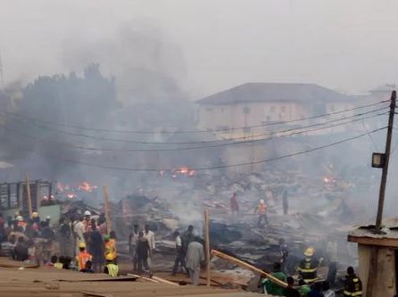 BREAKING: Fire razes Ketu plank market in Lagos