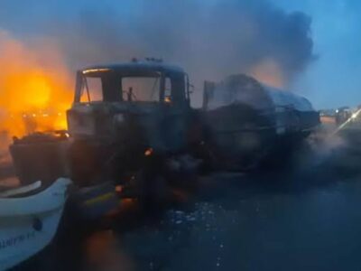 Gridlock as tanker catches fire at Magboro on Lagos-Ibadan Expressway