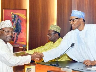 Buhari swears in INEC Chairman, Yakubu, for another 5-year term