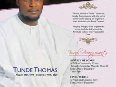 45 years old Tunde Thomas died after wife told him, her FCMB boss owns their two kids