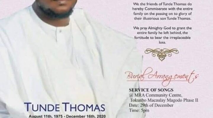 45 years old Tunde Thomas died after wife told him, her FCMB boss owns their two kids