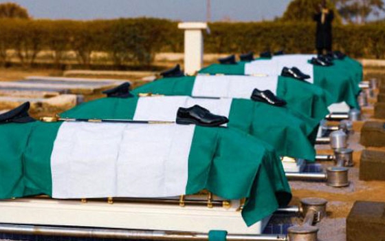 NAF Plane Crash: Tears as Beechcraft King Air 350 crew are buried in Abuja