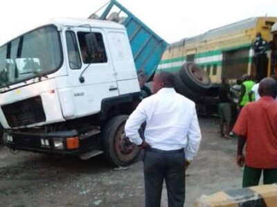 Train collides with truck in Iju-Ishaga, Lagos