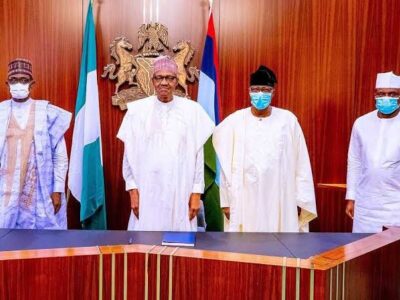 Buhari receives Bankole, Daniel new APC members in Aso Rock