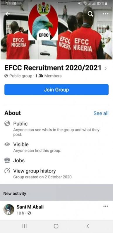 EFCC raises alarm over fake recruitment advert on WhatsApp