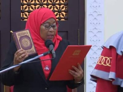 Tanzania swears in first female president after Magufuli’s sudden death