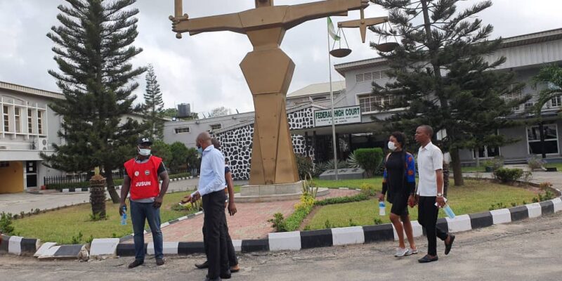Breaking News:JUSUN storms Federal High Court Ikoyi Lagos.  Send judicial workers out of court premises.