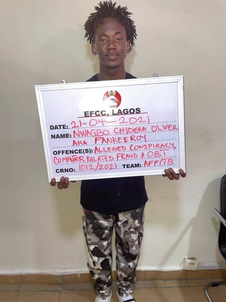 EFCC arrests Instagram comedian, Pankeeroy, 34 others for alleged internet fraud in Lagos