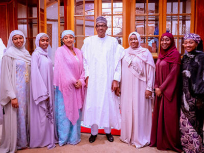 PICTORIAL: Buhari observes Eid prayers with family