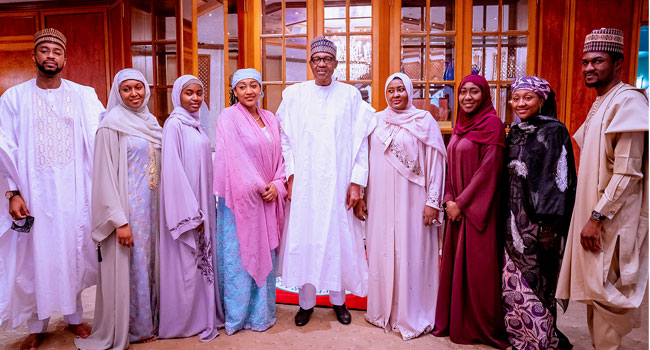 PICTORIAL: Buhari observes Eid prayers with family