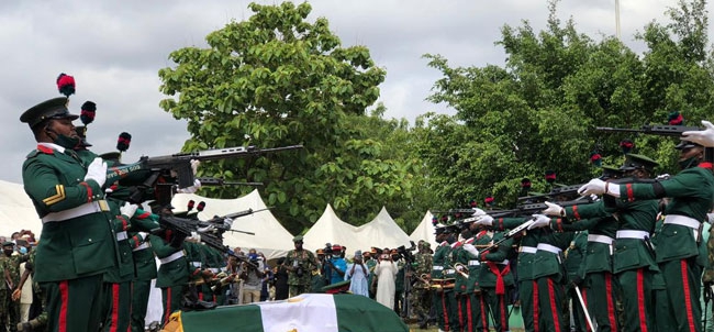 Flags at half-mast at military cemetery as guards of honour perform 21-Gun salute for late COAS Attahiru