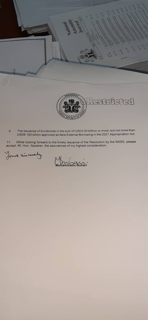 Also the Speaker of the House of Representatives, Femi Gbajabiamila, read the same letter from President Buhari to the lawmakers.