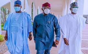 JUST IN: Buhari meets with Fayemi, Buni, Bello in Aso Rock
