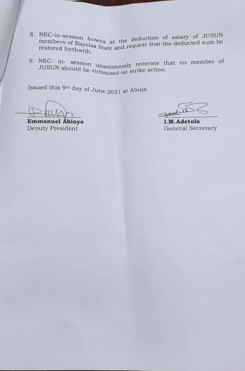 [BREAKING] Judicial Autonomy: JUSUN suspends strike