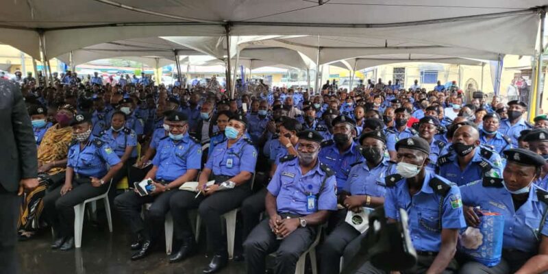 IGP Baba lectures officers and men despite heavy rain in Lagos 