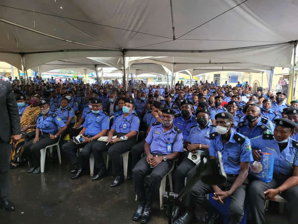 IGP Baba lectures officers and men despite heavy rain in Lagos 
