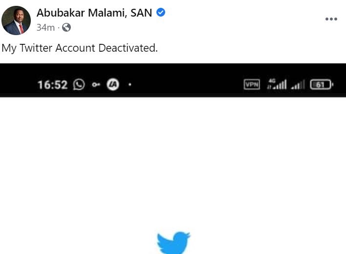 Malami deactivates Twitter account