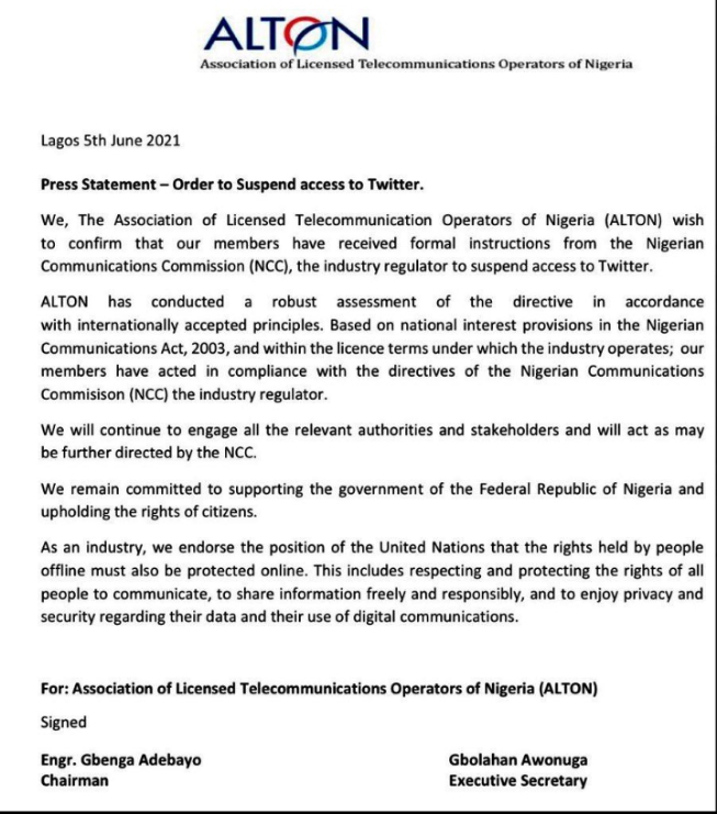 MTN, Airtel, Glo, others block access to Twitter in Nigeria