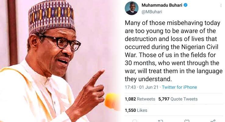 Twitter deletes Buhari’s controversial ‘civil war’ post