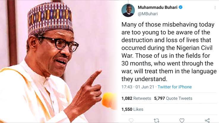 Twitter deletes Buhari’s controversial ‘civil war’ post