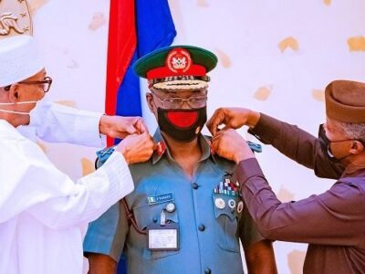 Buhari decorates COAS, Farouk Yahaya