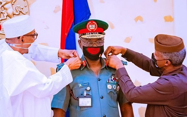 Buhari decorates COAS, Farouk Yahaya
