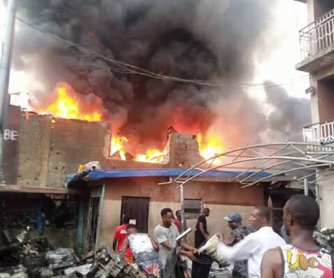BREAKING: Fire guts shops at Ladipo Market, Lagos