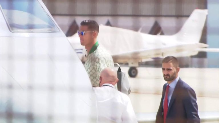 JUST IN: Ronaldo jets out of Italy, bids farewell to Juve teammates