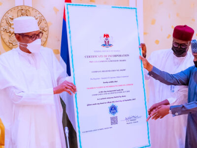 President Buhari receives Certificate of Incorporation for NNPC