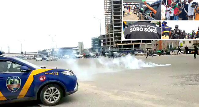 #EndSARS memorial protest gets rowdy as police fire teargas