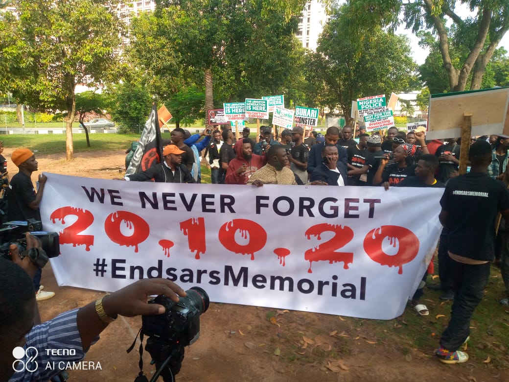 JUST IN: Sowore, Adeyanju lead Abuja #EndSARS anniversary protest at Unity Fountain