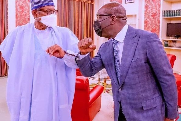 JUST IN: Buhari meets Obaseki in Aso Villa