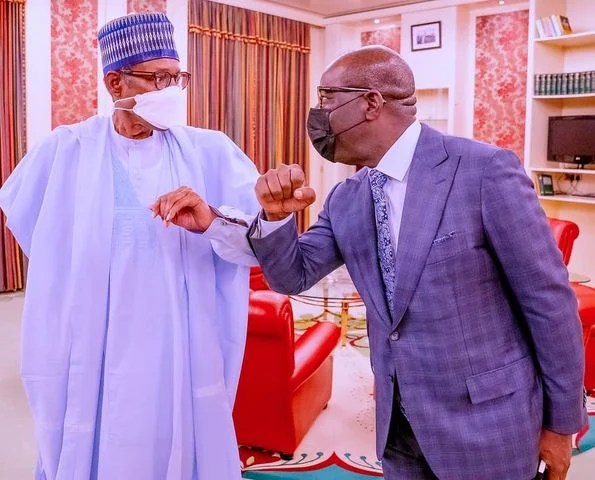 JUST IN: Buhari meets Obaseki in Aso Villa