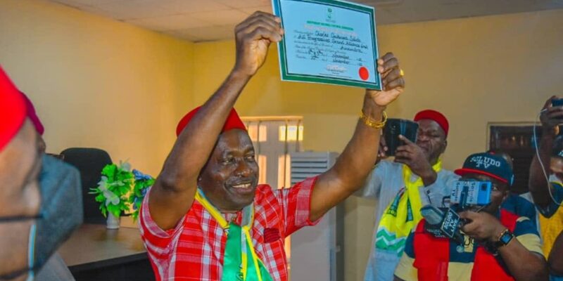 INEC presents Certificate of Return to Soludo, Deputy