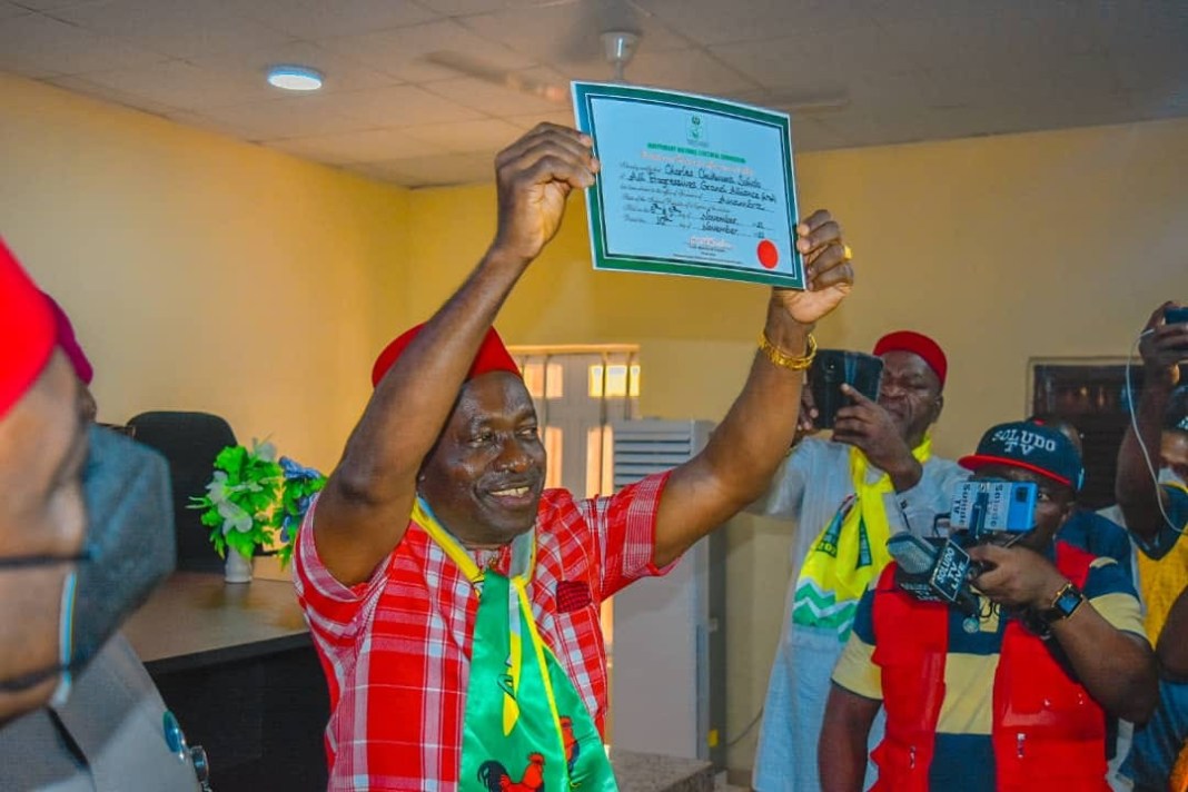 INEC presents Certificate of Return to Soludo, Deputy