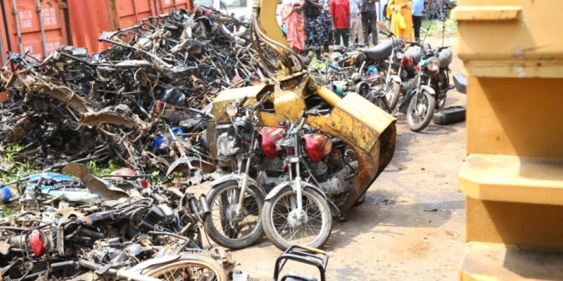 ‘Okadas being used for crime’: Lagos crushes over 400 motorcycles