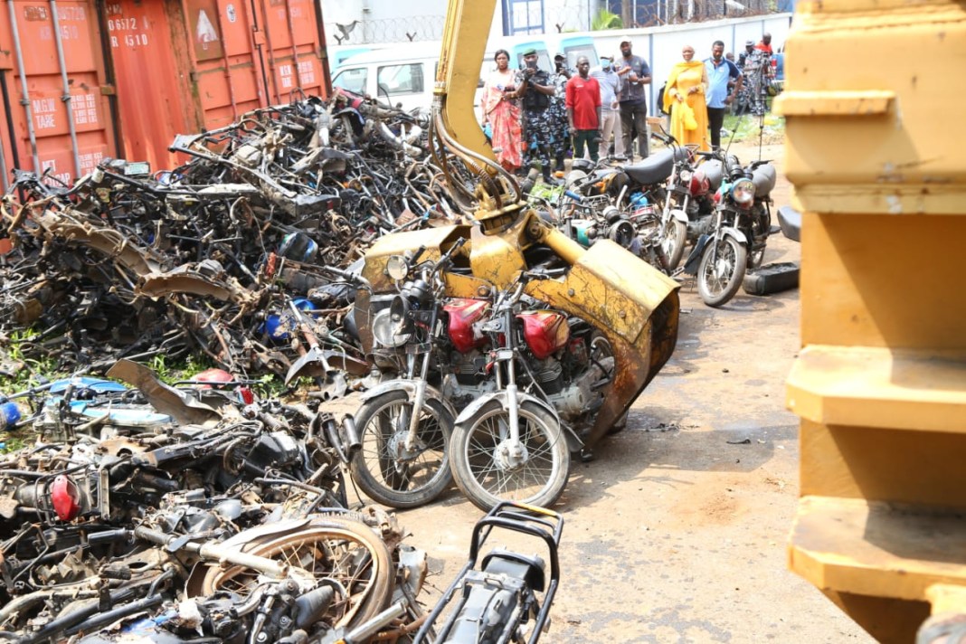 ‘Okadas being used for crime’: Lagos crushes over 400 motorcycles