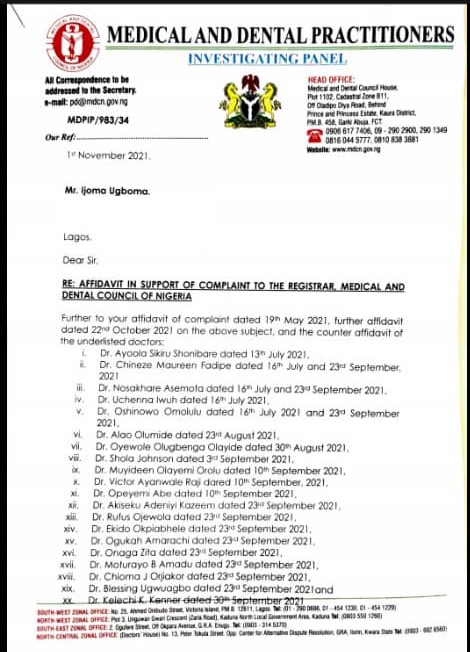 Peju Ugboma: Medical, Dental Council indicts three Premier Hospital doctors