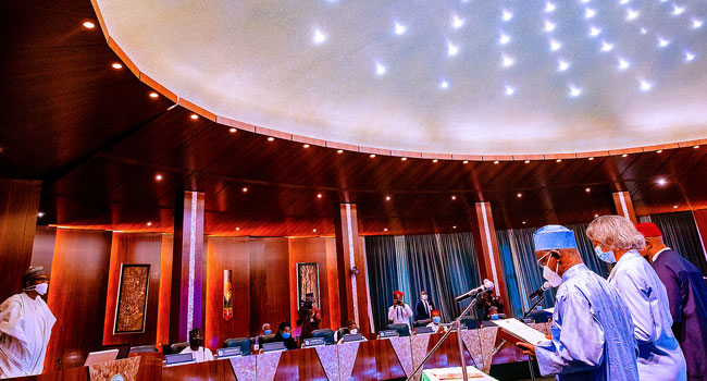 Buhari chairs FEC meeting, swears in new INEC National Commissioners
