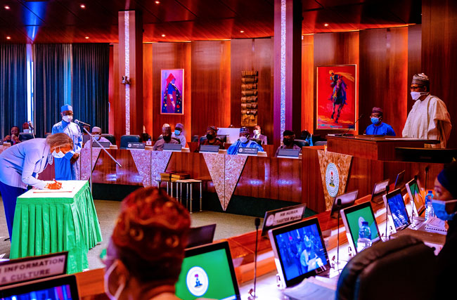 Buhari chairs FEC meeting, swears in new INEC National Commissioners
