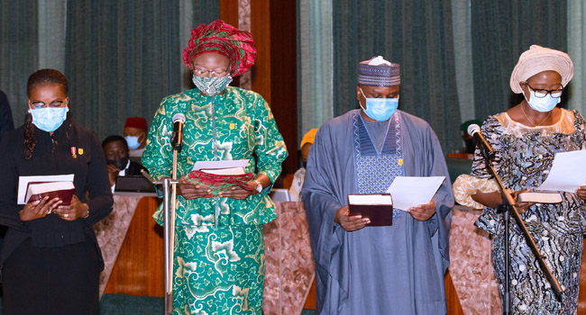 Buhari presides over FEC meeting, swears in four permanent secretaries